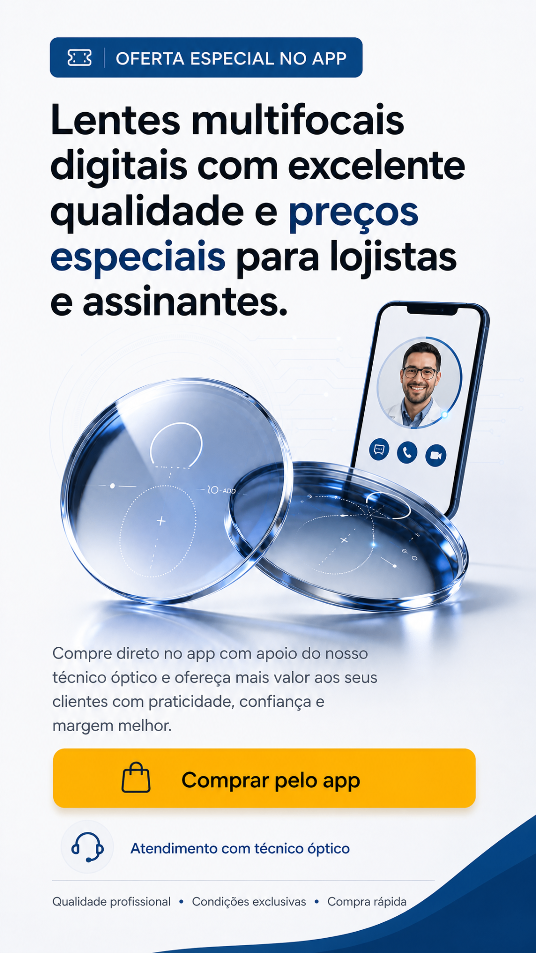 Promoção de lentes multifocais digitais Pupitech - Comprar pelo app